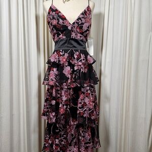 Aidan Mattox Flower Ruffle Dress